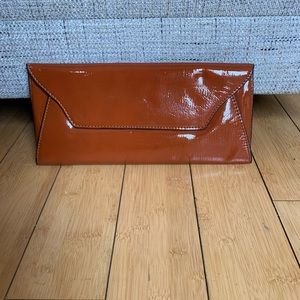 Melie Bianco Cognac Faux Leather Envelope Clutch Purse
